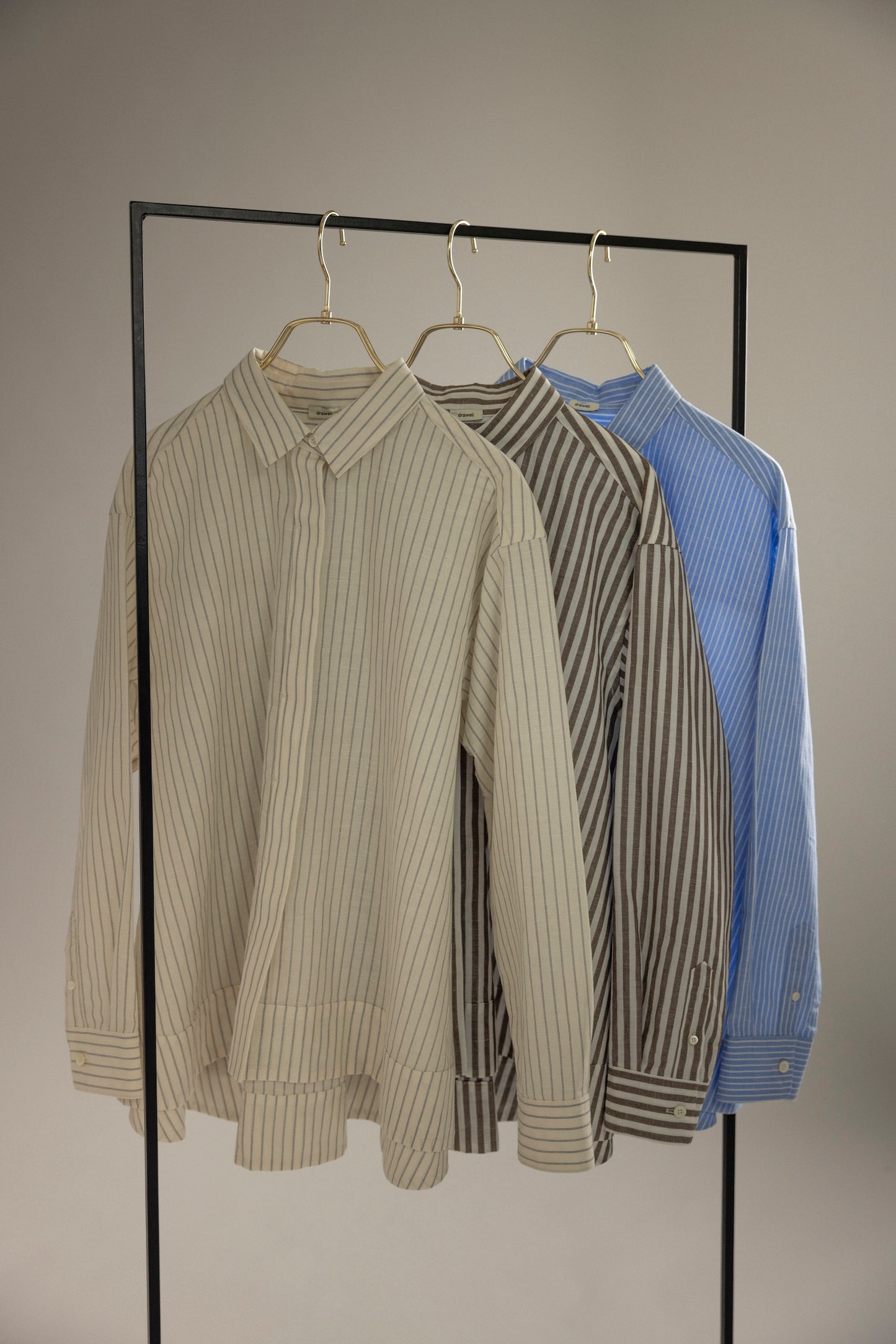25ss ストライプバックフレアーシャツ コットンリネン