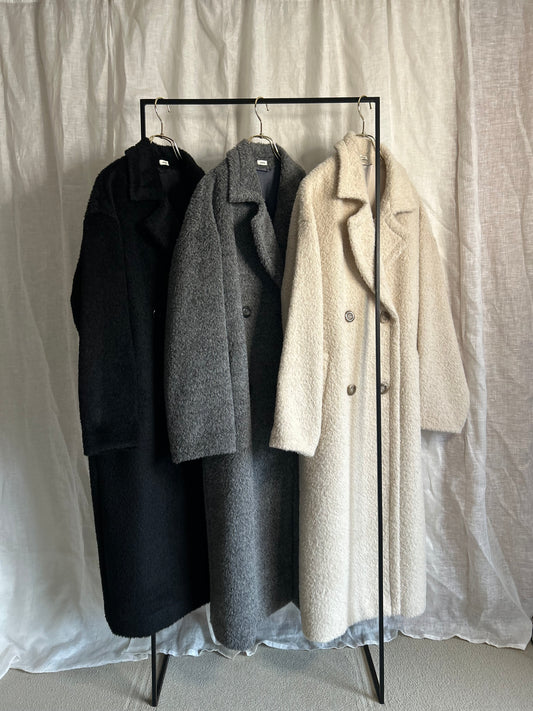 2025AW アルパカシャギー　Wロングコート