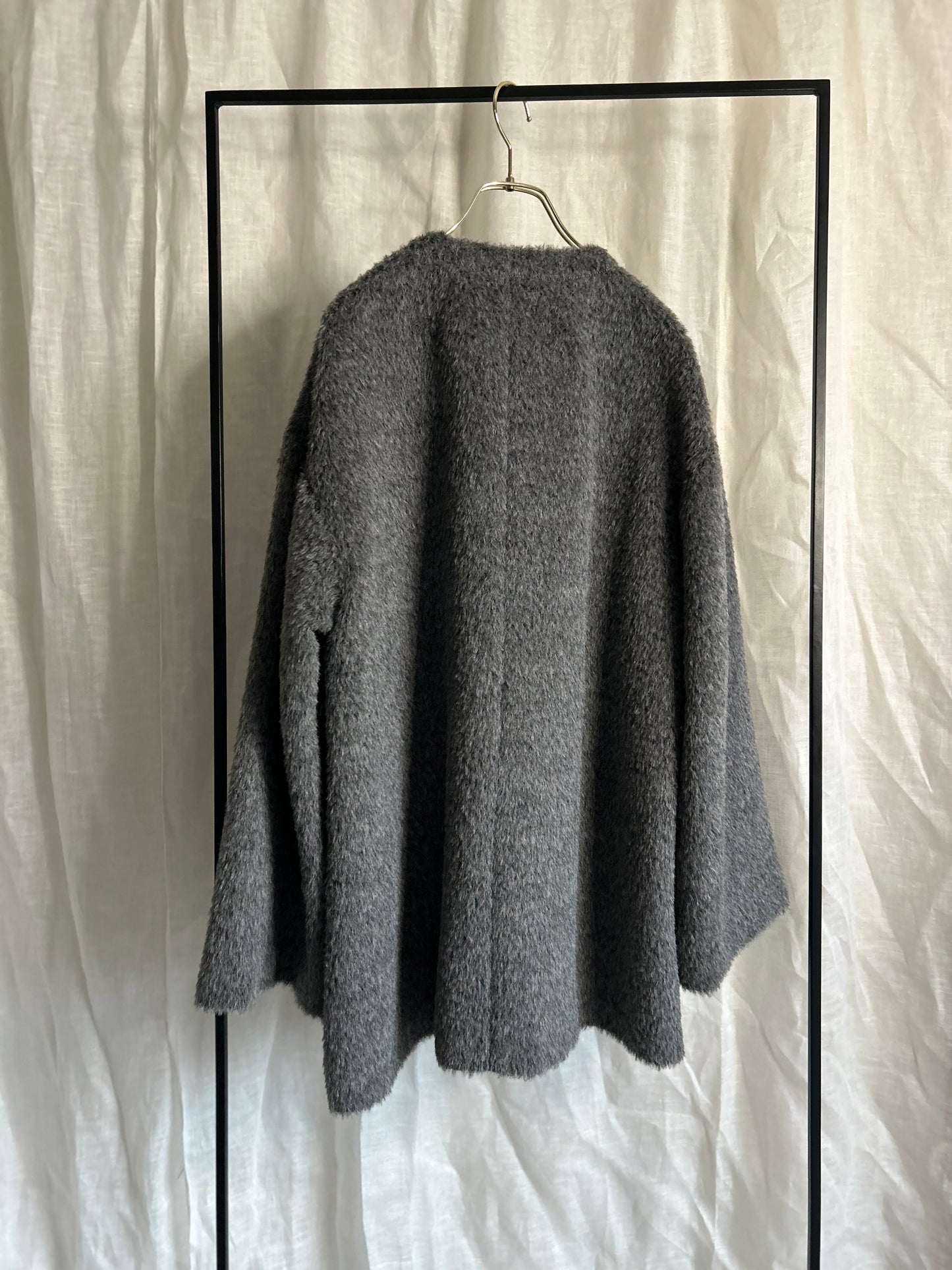 2025AWアルパカシャギーノーカラーAラインコート