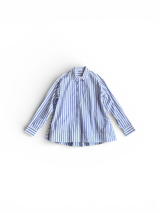 80/2綿100％ストライプ生地　バックフレアシャツ